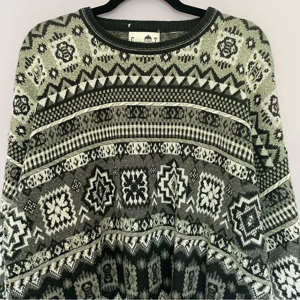 Florence Tricot Made in Italy Grandpa Crewneck Sweater Vintage Black and White